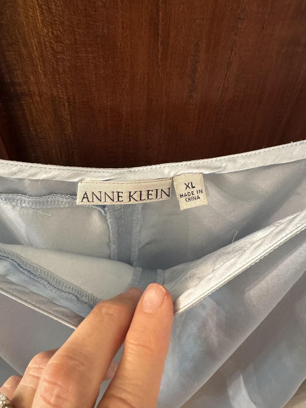 Anne Klein Women's Silk Nightgown XL Light Blue Slip Adjustable Straps - Picture 3 of 7
